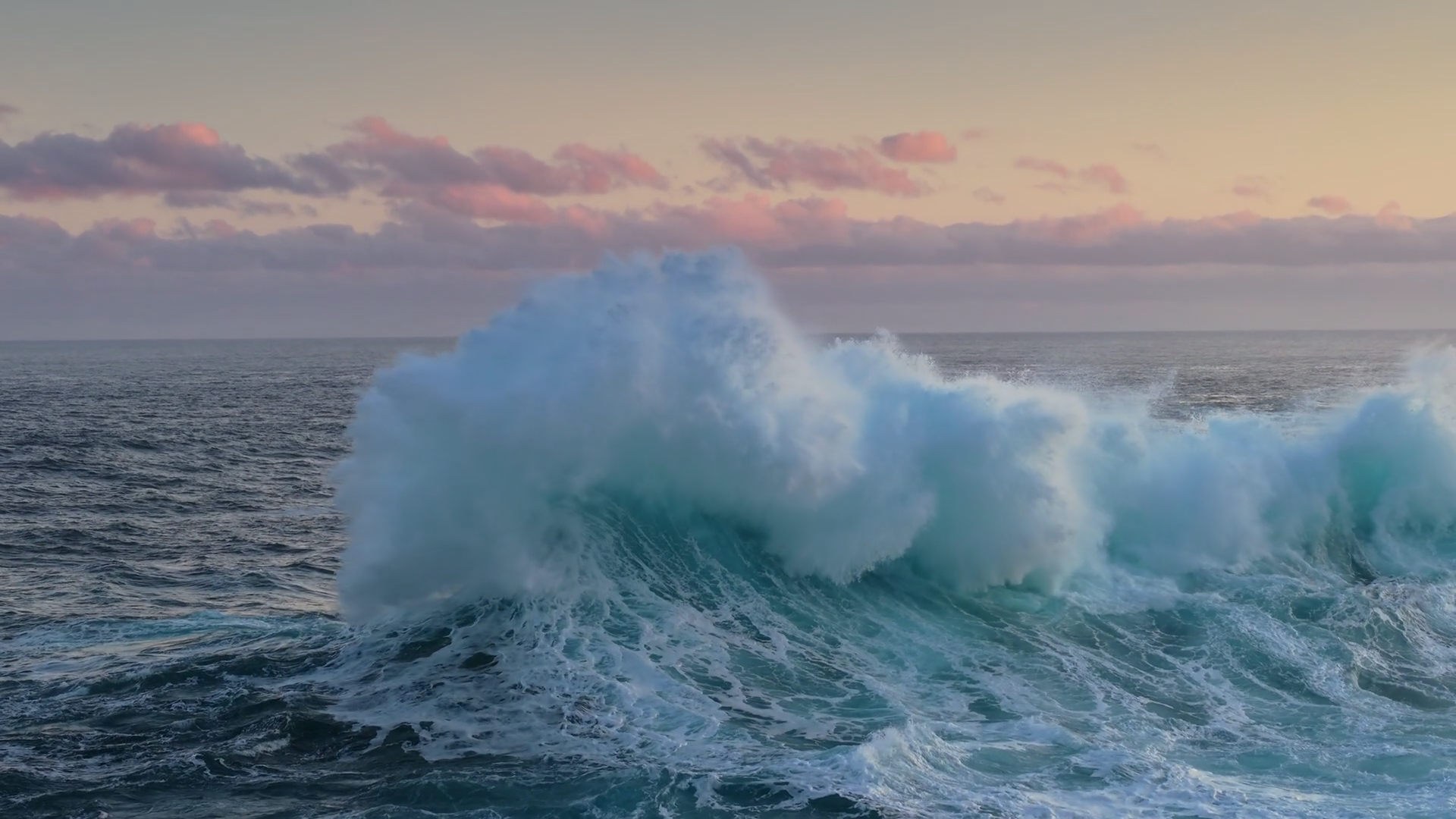 Big Ocean Wave Rising Breaks In Warm Morning Stock Footage SBV ...