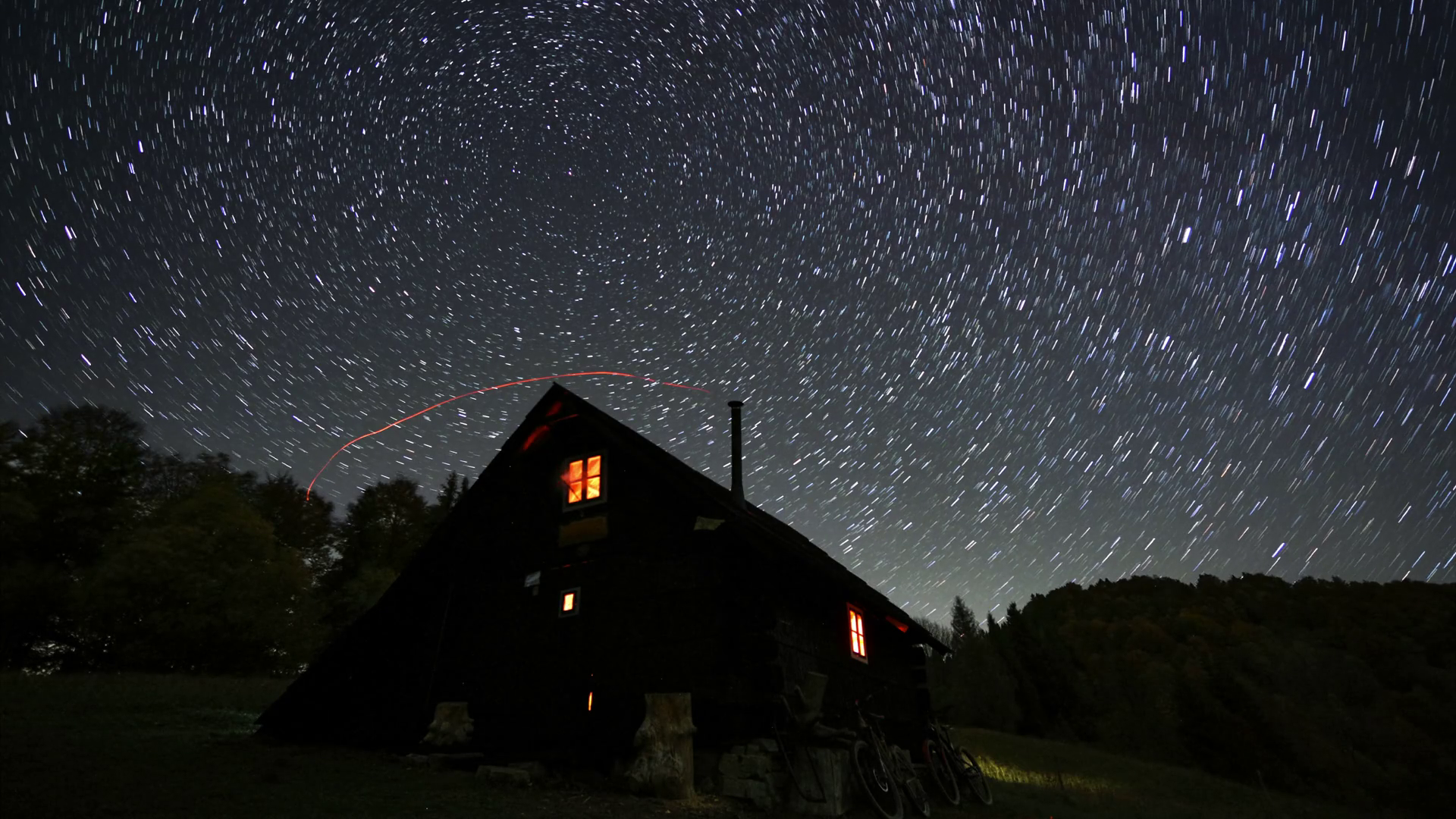Stars Rotating Over Remote Wooden Hut In Stock Footage SBV-353013835 ...