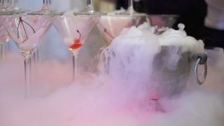 Tower of glasses at celebration party. Welcome drinks, tower of champagne.