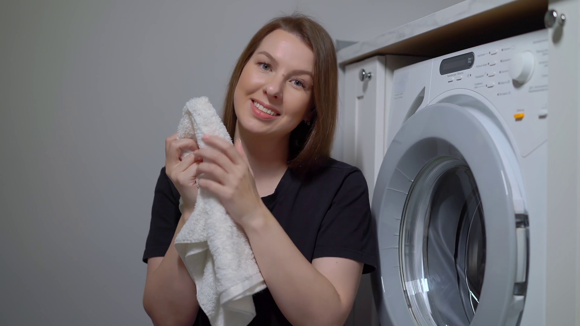 A Young Housewife Woman Takes Fresh Washed Stock Footage SBV-352317694 ...