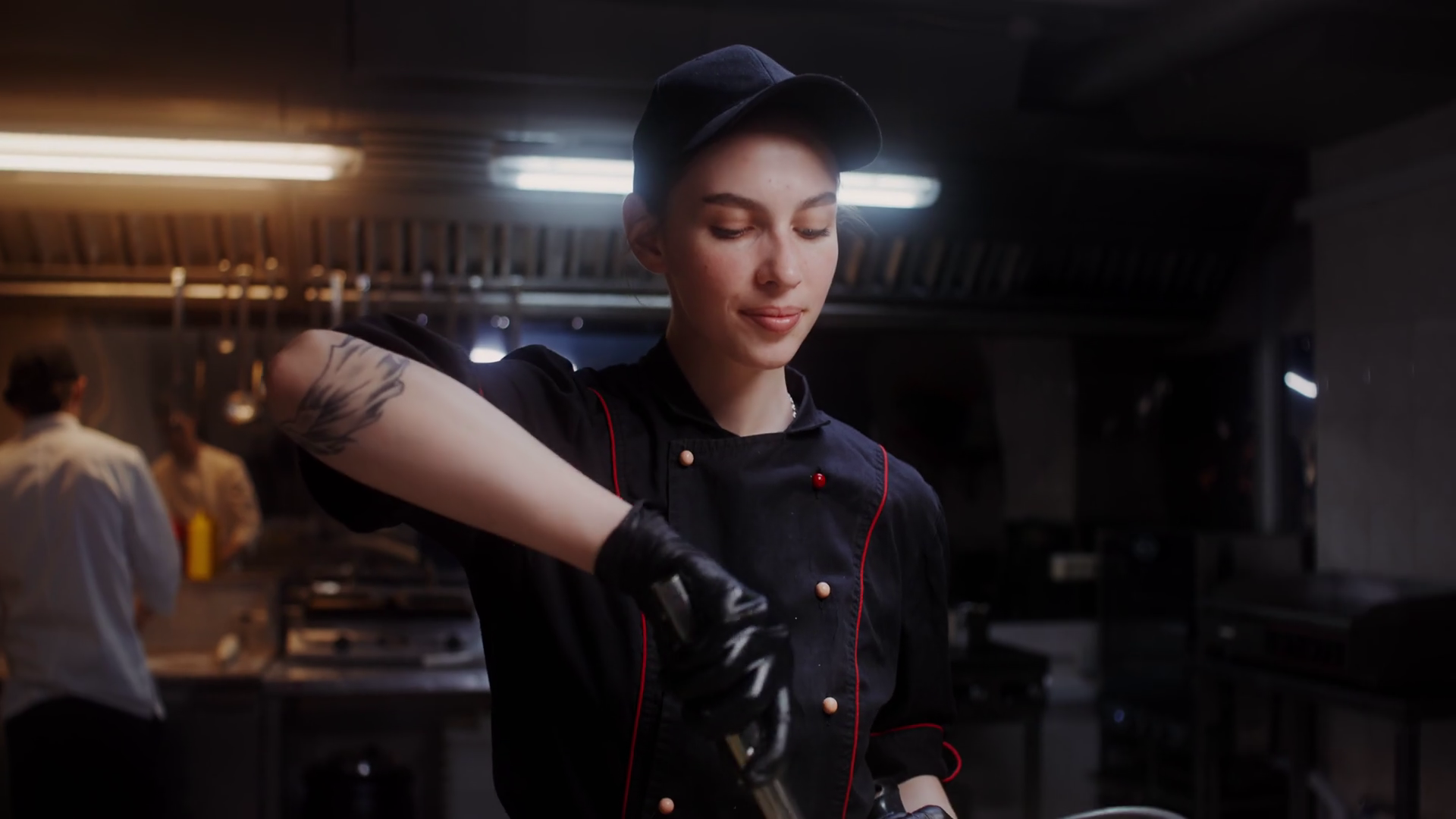 Closeup Of Woman's Face Cooking In Stock Footage SBV347806245