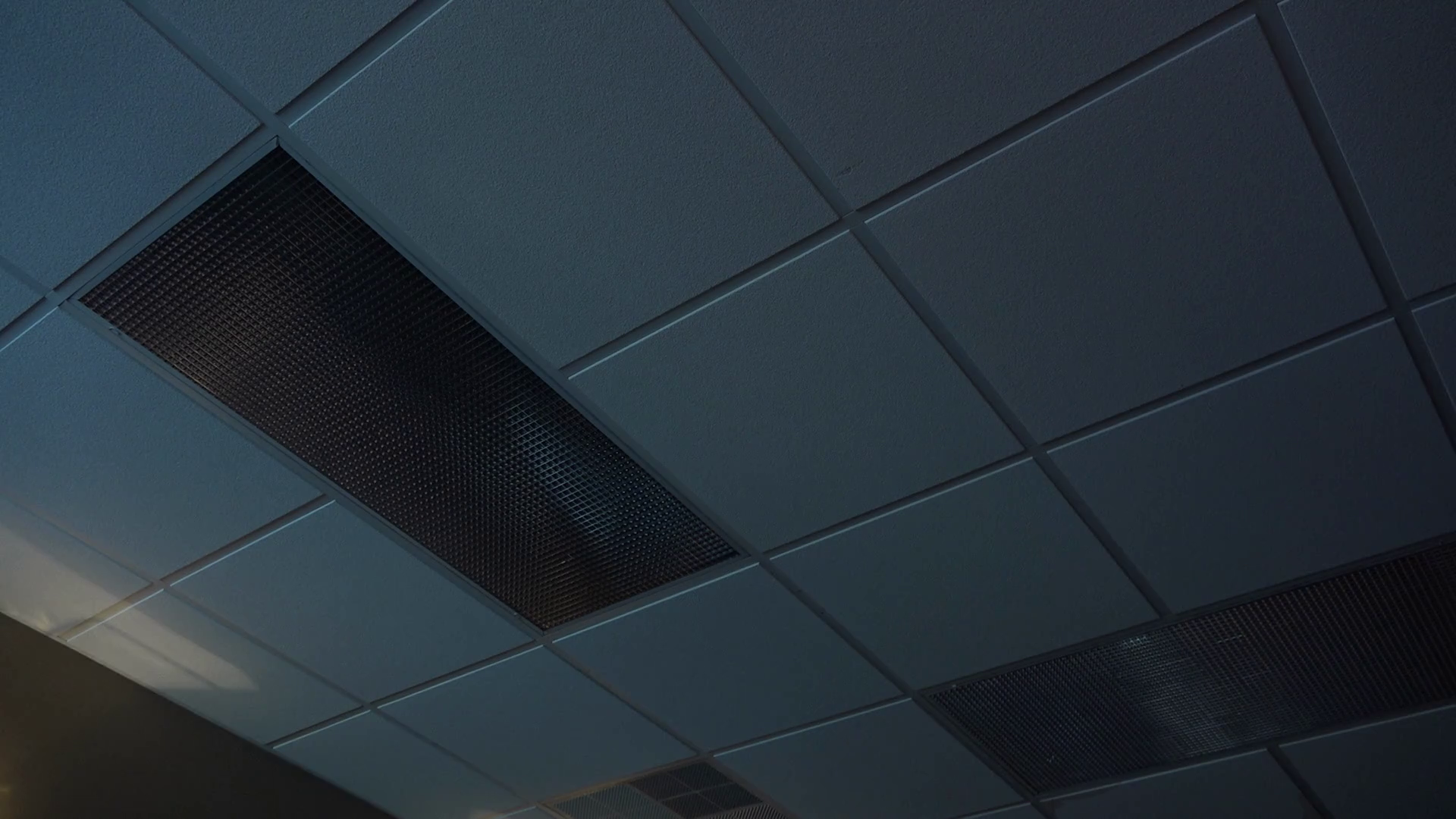 An Office Fluorescent Light Turns On Then Off Stock Footage SBV