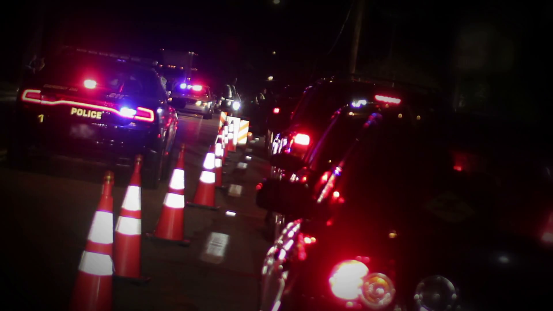 DUI Sobriety Checkpoint at Night Stock Video Footage 0008 SBV
