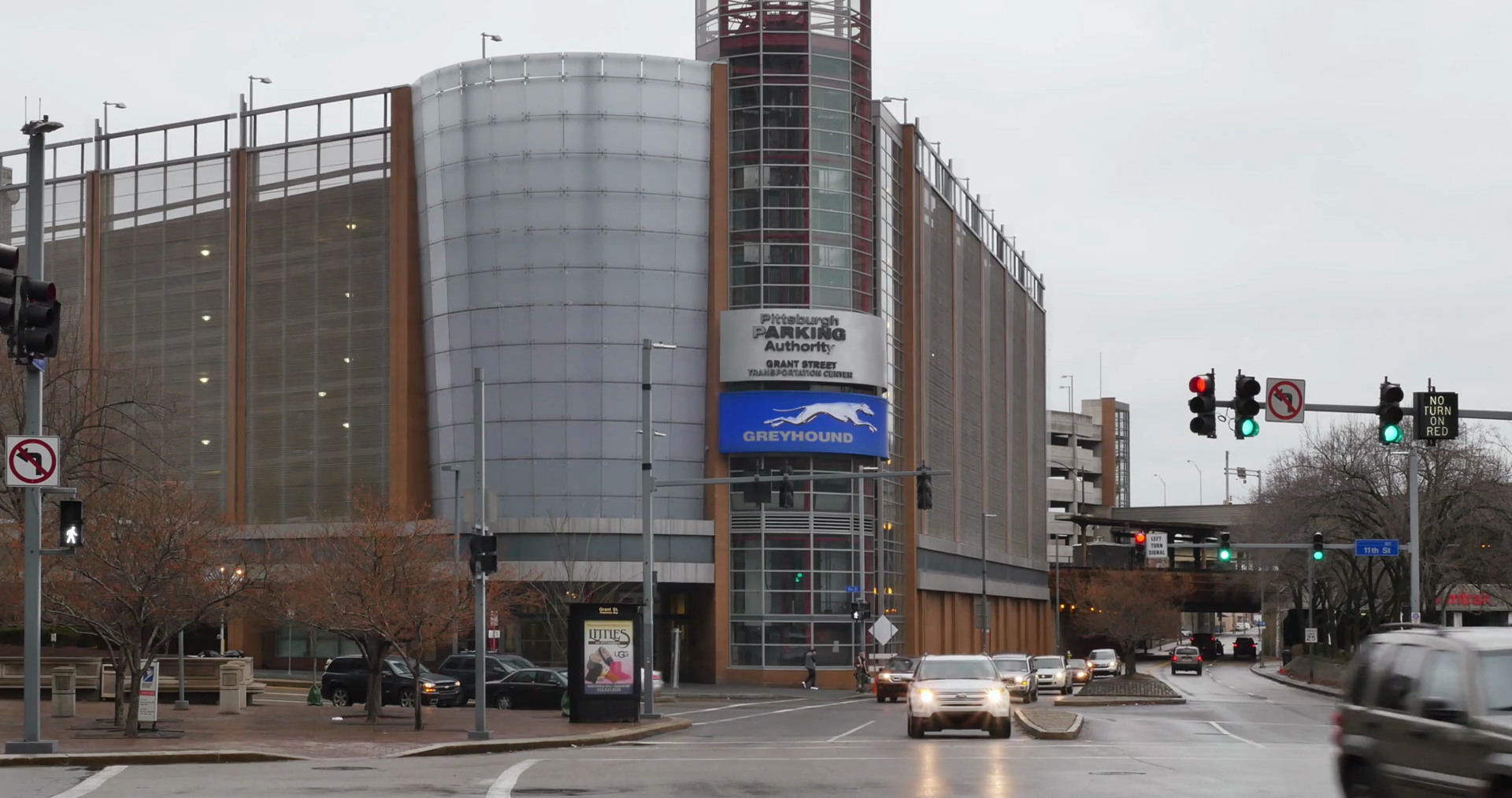 PITTSBURGH Circa December, 2016 An overcast establishing shot of