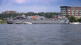 PITTSBURGH, PA - Circa September, 2015 - Tourists visit the LST 325 docked on Pittsburgh's North Shore for Labor Day holiday.