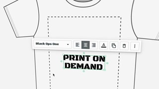 A close up view of someone creating a print on demand (POD) t-shirt on a computer.