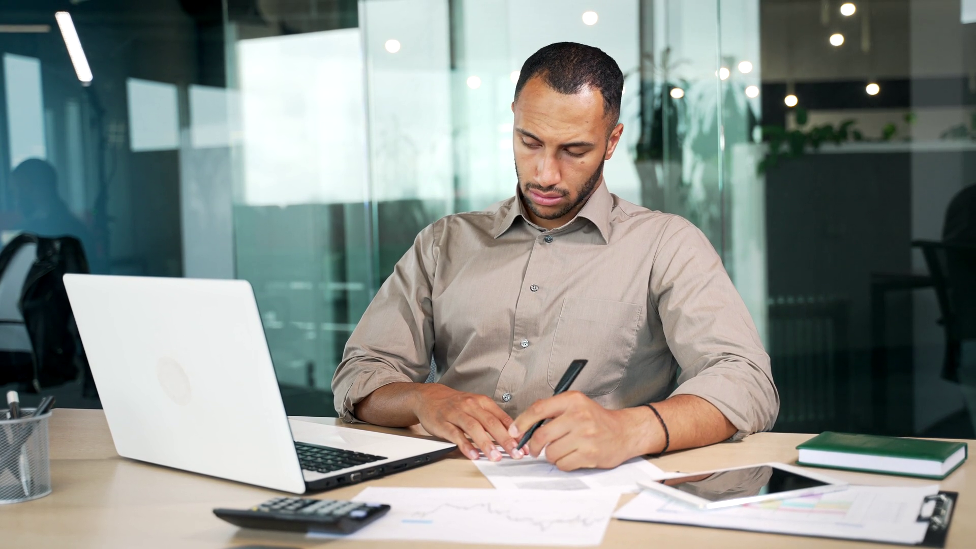 Focused Serious Businessman Manager Working Stock Footage SBV-352016498 ...
