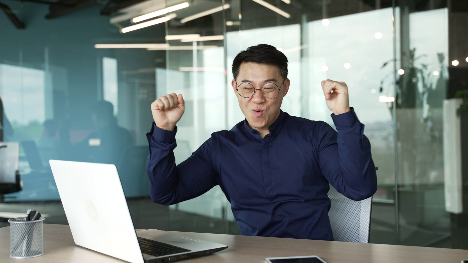 Overjoyed Business Man Programmer Extremely Stock Footage SBV-351669682 ...
