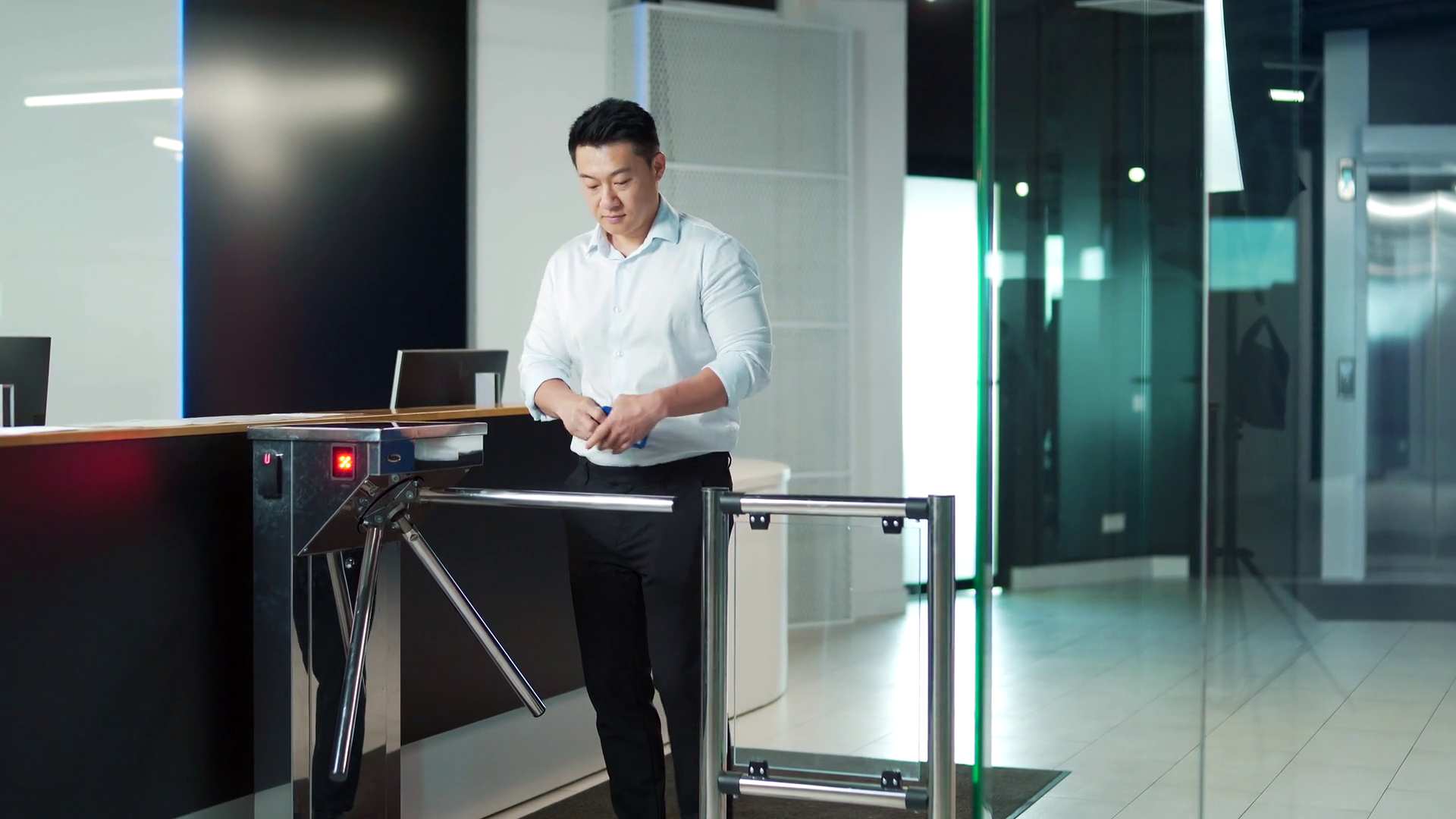 Man Worker Walks Through Automatic Security Stock Footage SBV-351958842 ...