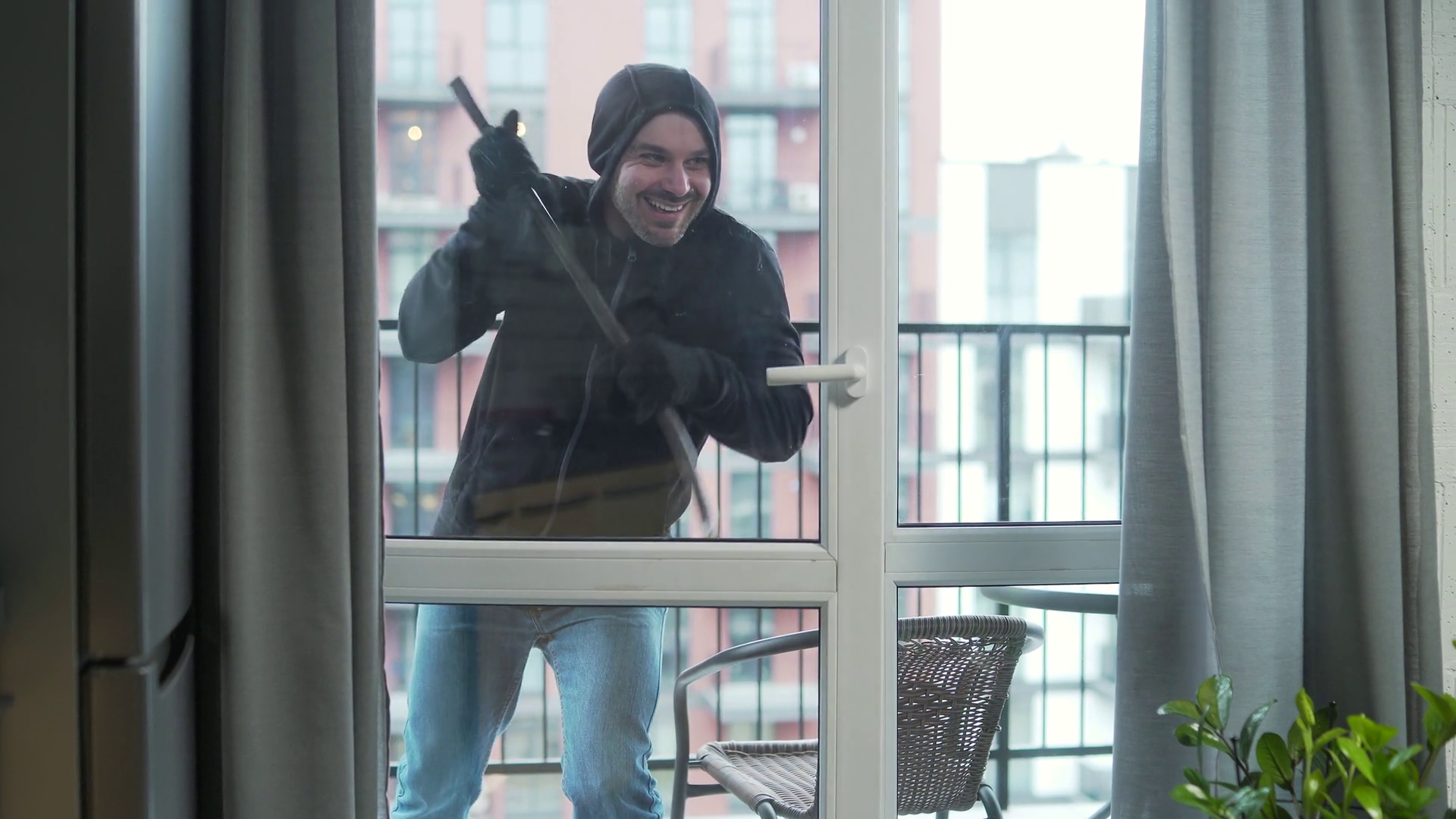 Burglar Robber Break Door Lock Entering Stock Footage SBV-352125067 ...