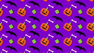Halloween Pumpkin Bat Pattern Background Loop Video Animation