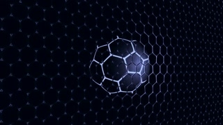 Ball in the net Soccer gate on the deep blue background. 3d rendering.
