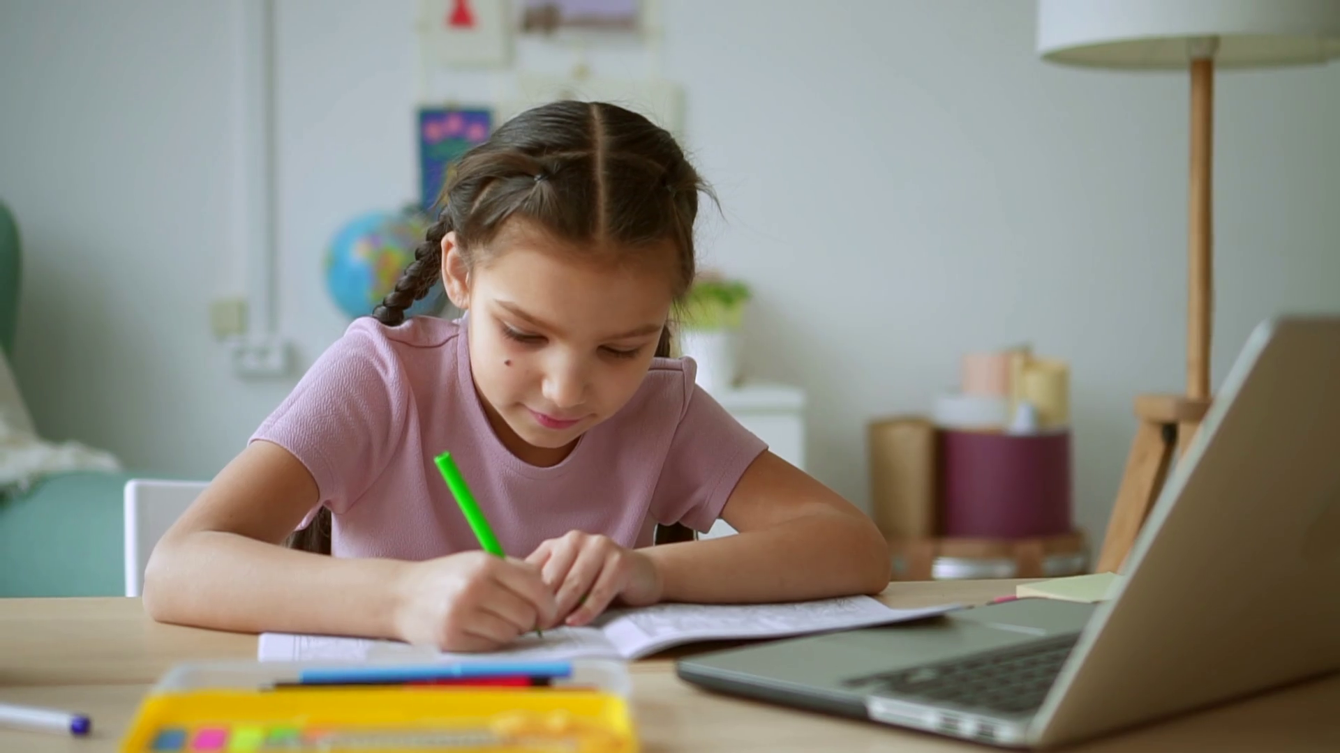 Online Home School Junior Schoolchildren Stock Footage SBV-347076309 ...