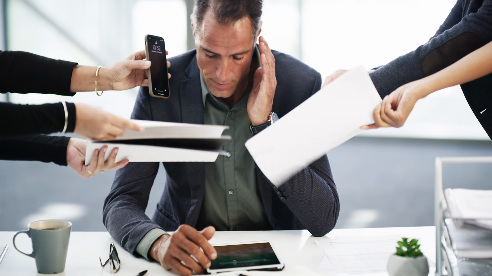 Paperwork Phone Call Stressed Businessman In Stock Footage SBV ...