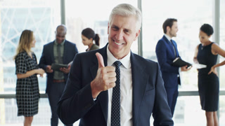 Thumbs up, business or man in happy portrait for agreement in vote deal, networking and success teamwork