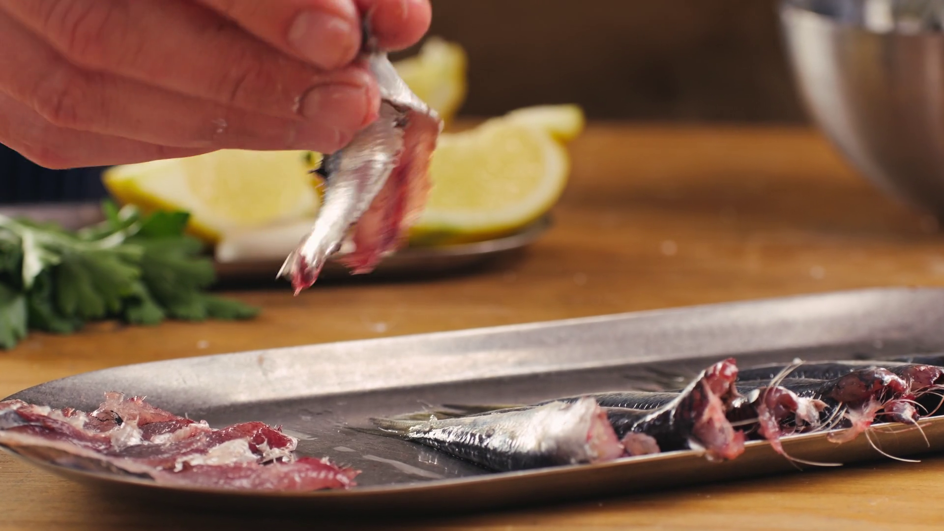 Chef Cooking Fresh Sea Sardines Anchovy Fish Stock Footage SBV ...