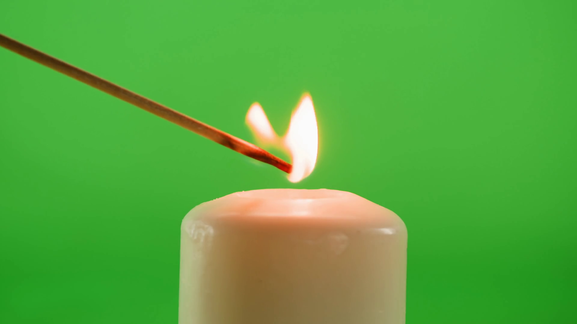 Burning Wax Candle On Green Chroma Key Stock Footage SBV347051364