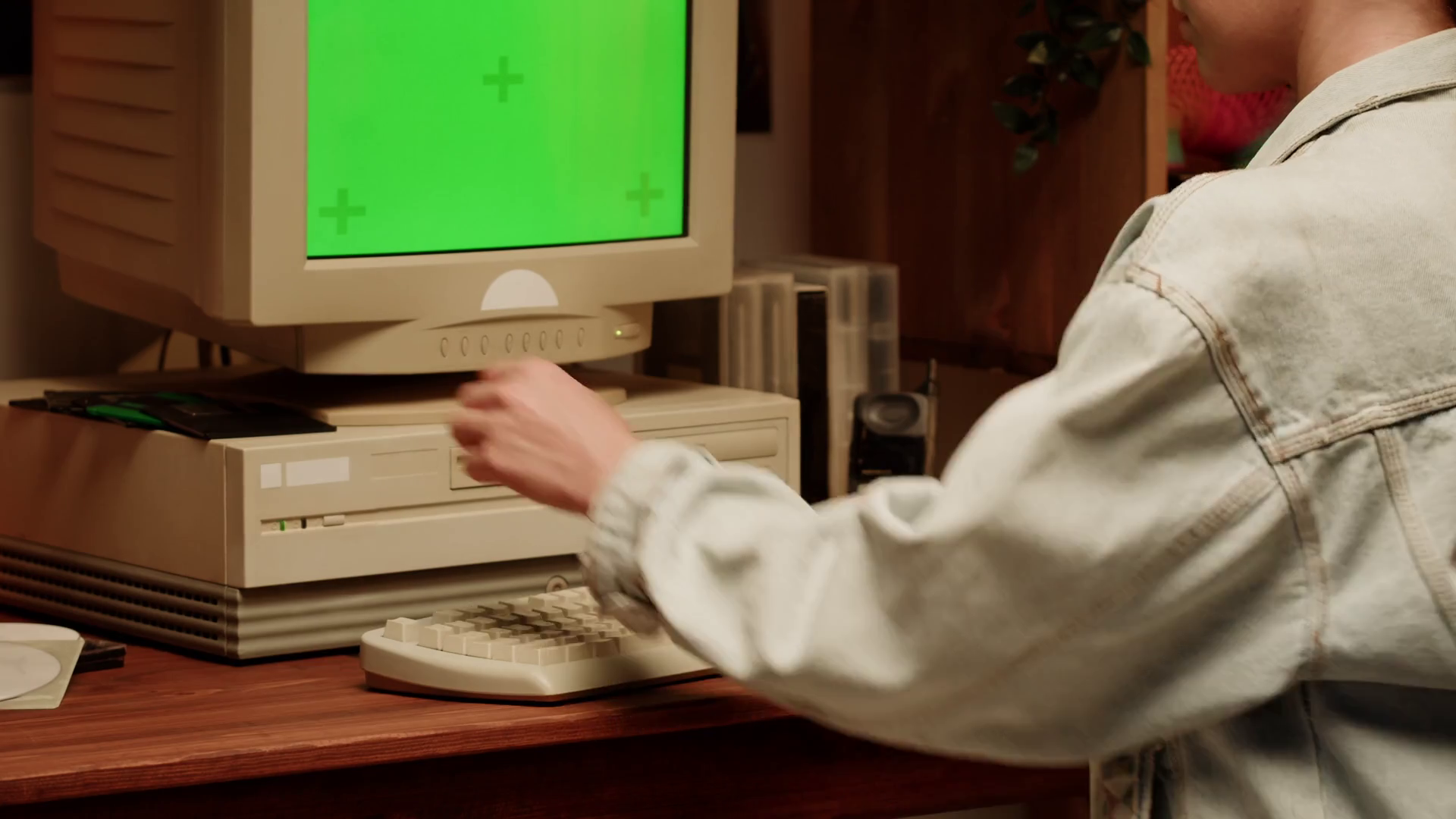 Using Fdd Disk Old Computer Dvd Player Disc Stock Footage SBV347324335