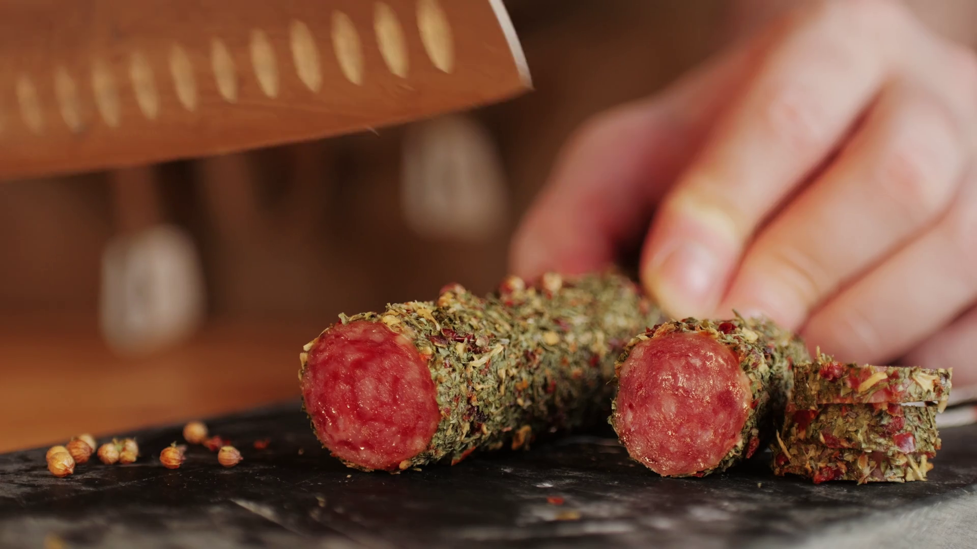 Mix Of Spanish Pork Sausages Cutting Board Stock Footage SBV348528394