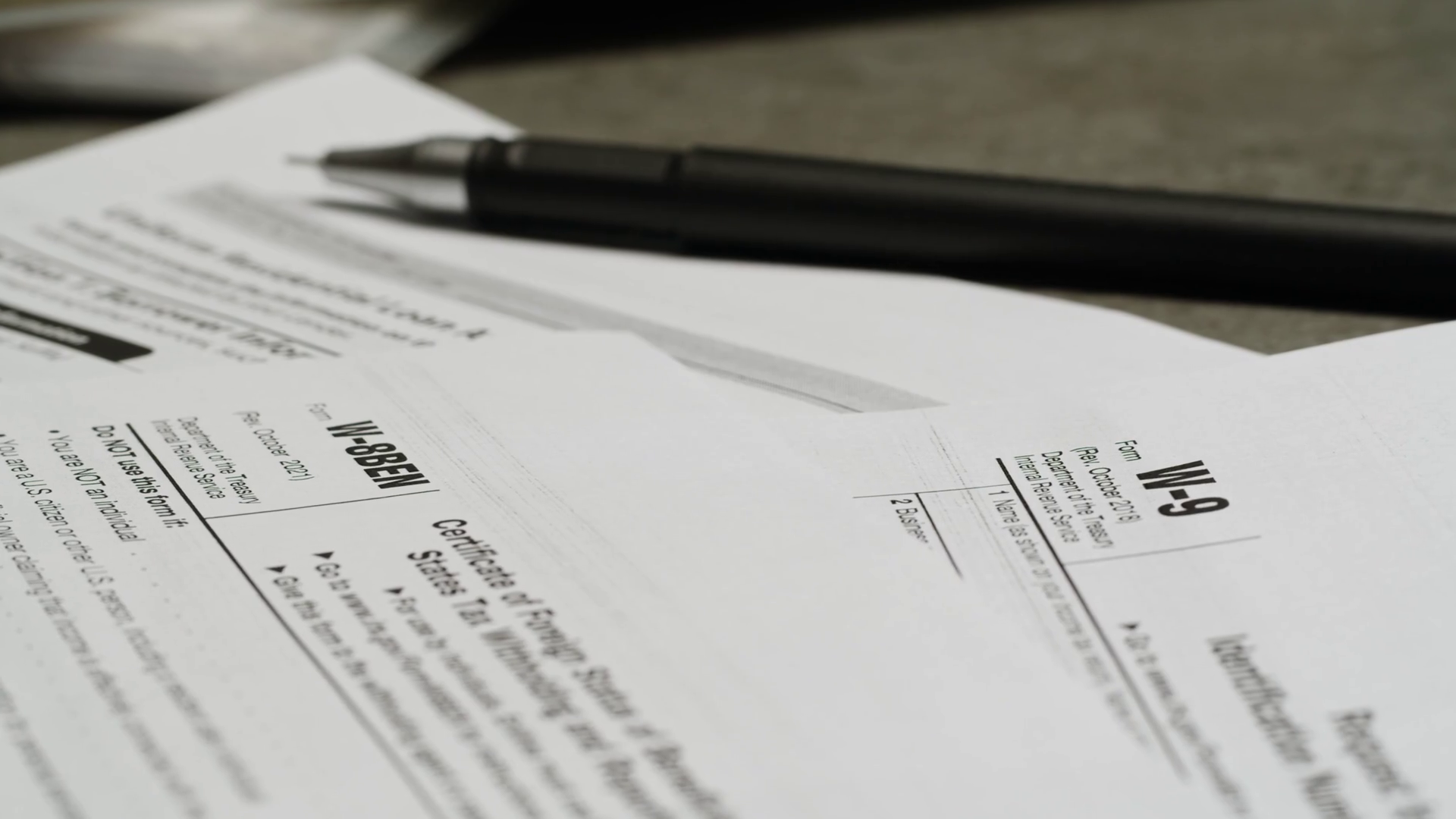 Blank W-9 Form W8-ben 8w U S Individual Stock Footage SBV-348829474 ...