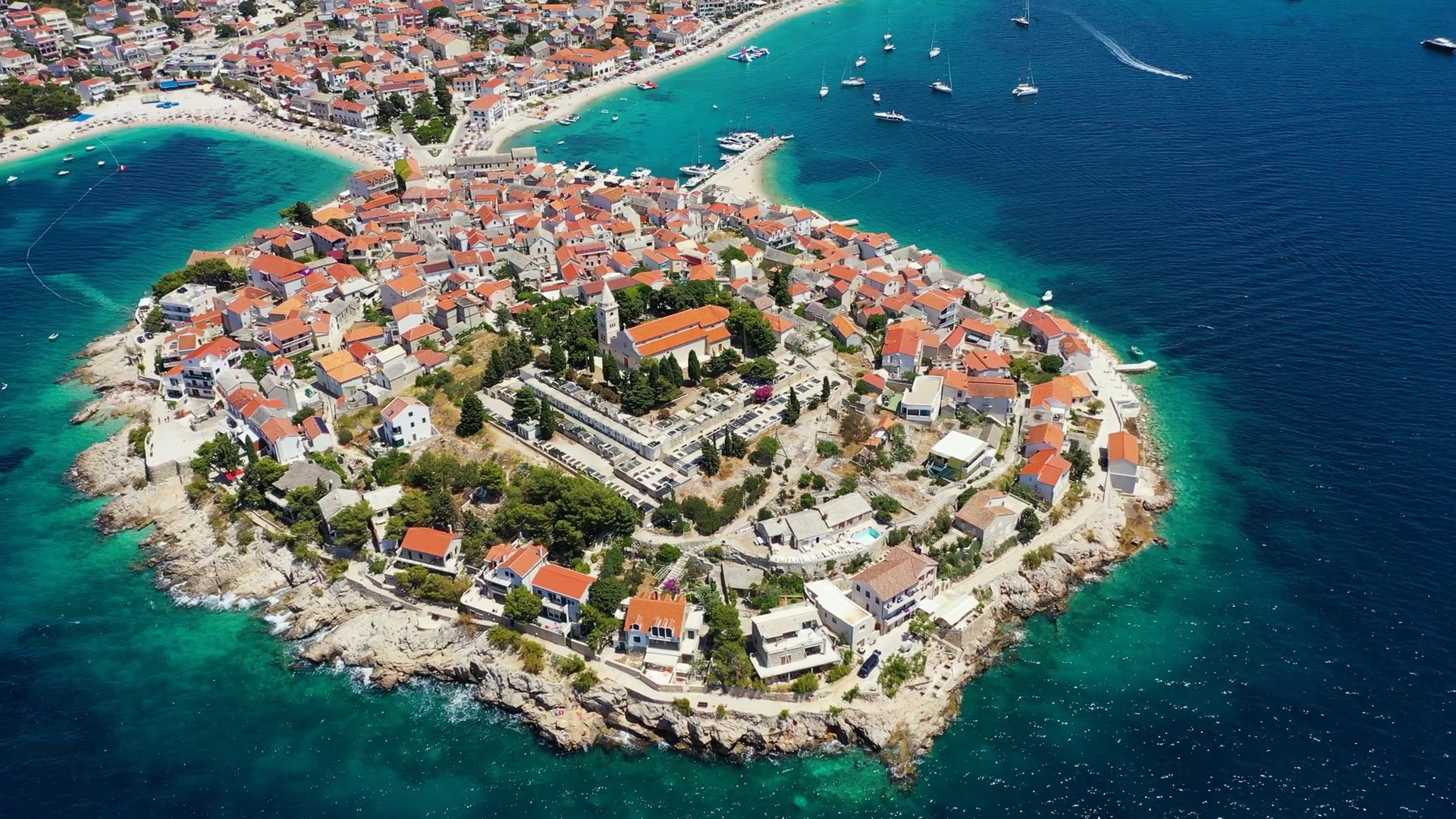 aerial-view-of-primosten-old-town-on-islet-stock-footage-sbv-351996215