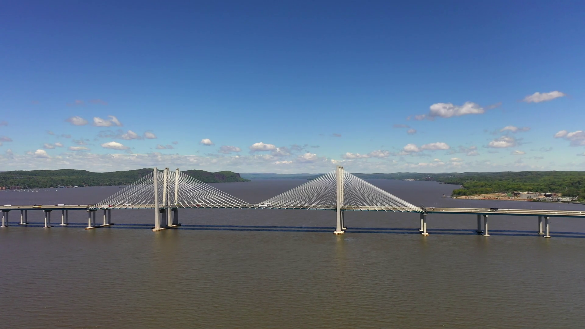 Beautiful Aerial View Of The New Tappan Zee Bridge Stock Video Footage 0043 SBV347046902