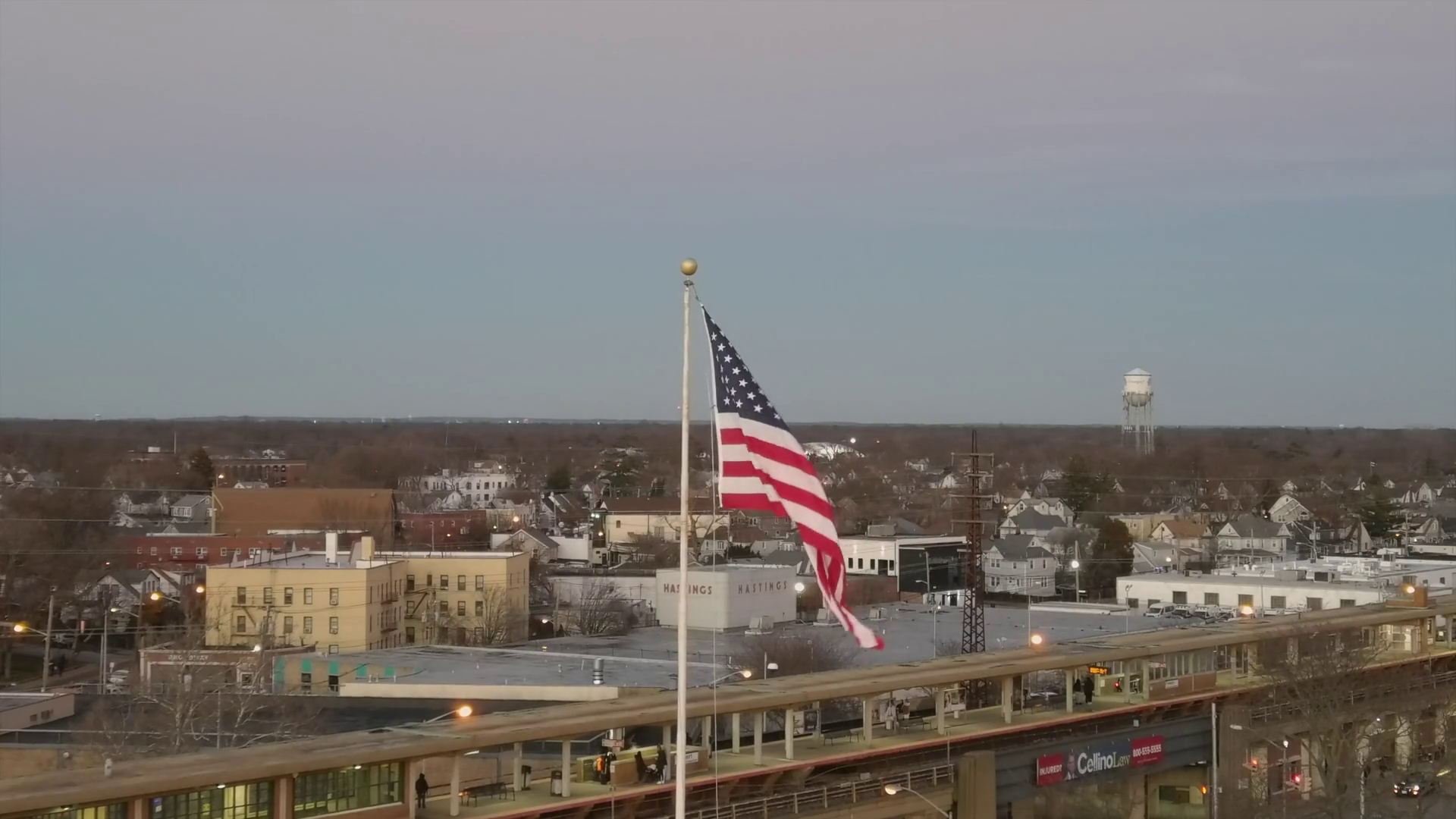Aerial Close Up View Of An American Flag Waving In The Wind Stock Video