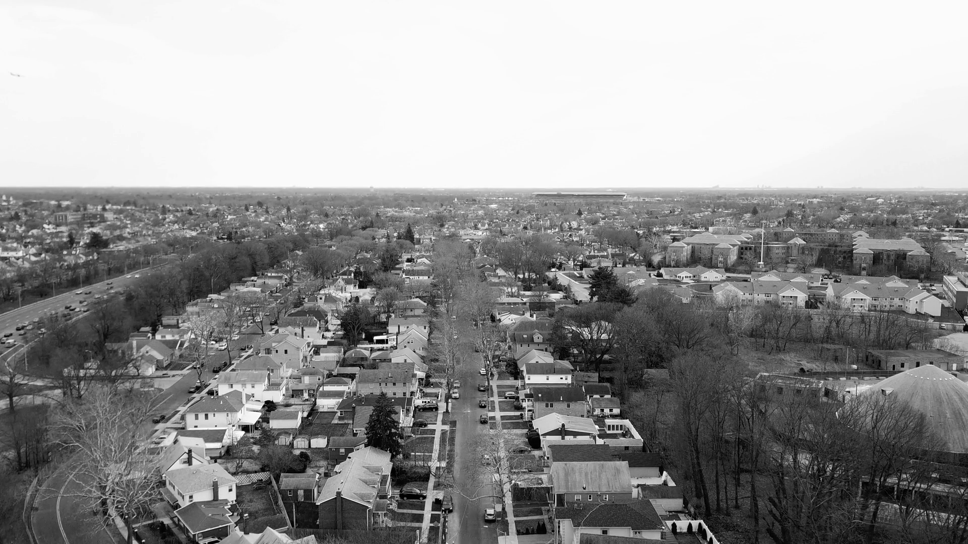 Aerial View Of Suburban Neighborhood In Stock Footage SBV347157460