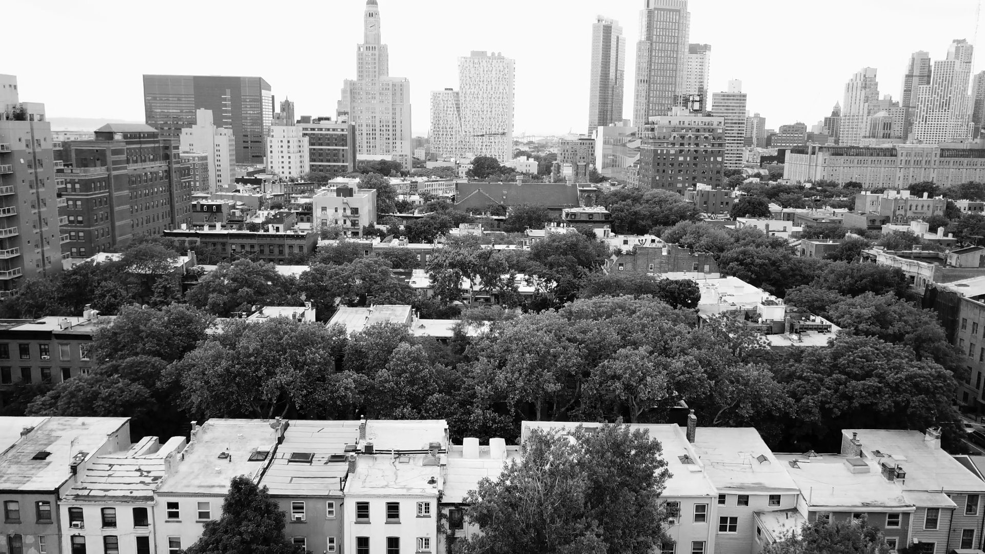 Brooklyn Neighborhoods In Foreground Downtown Brooklyn Skyline In