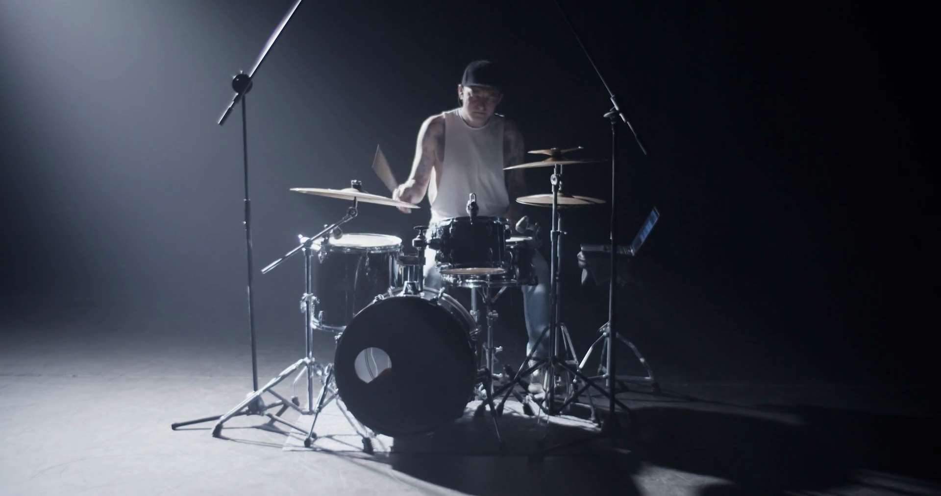 Male Rocker Playing Drums With Sticks On Stock Footage SBV-348465935 ...