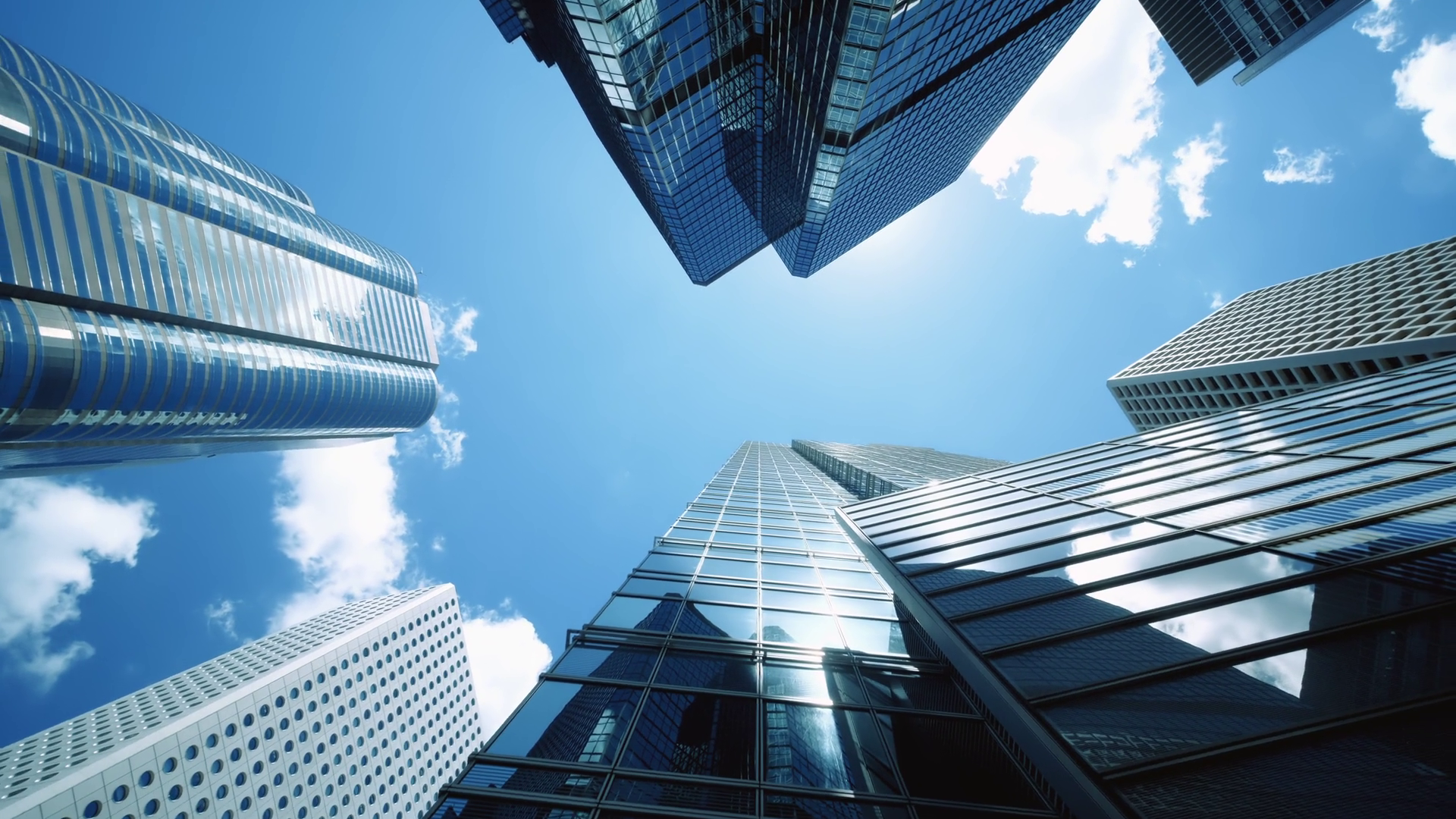Low Angle View Of City Skyline Buildings Stock Footage SBV-352364010 ...