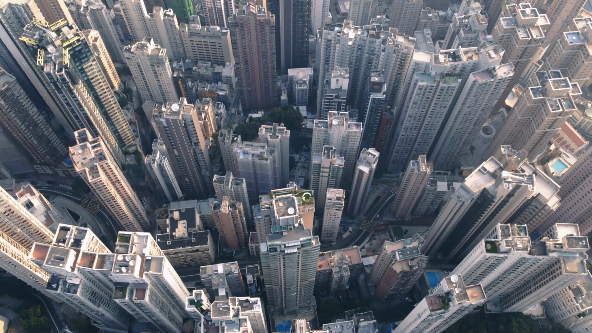 Aerial View Of Hong Kong Downtown Financial Stock Footage SBV-353125216 ...