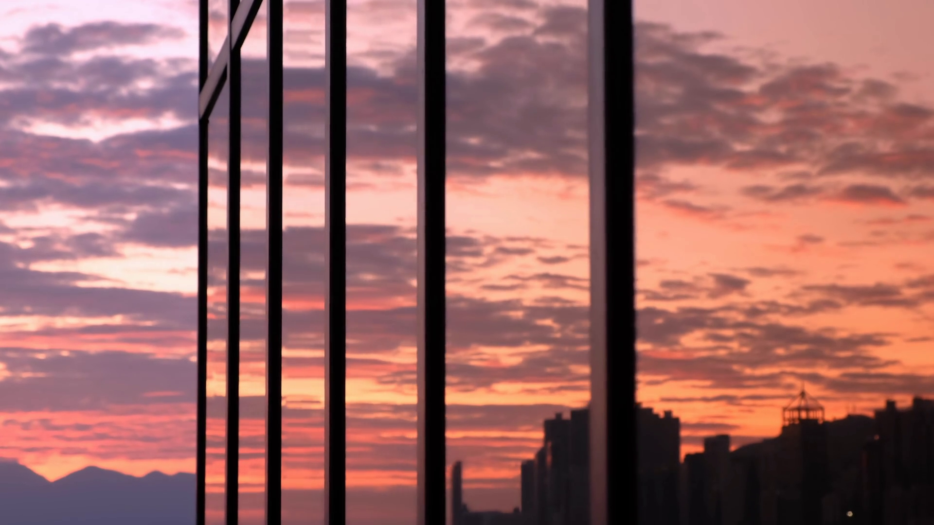 Reflection Of Beautiful Sunset Cityscape In Stock Footage SBV-352903845 ...