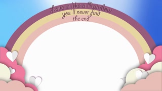 pastel rainbow design featuring purple yellow and pink hues with heart shaped clouds Perfect for valentine background wedding designs Valentine’s Day cards or romantic celebrations