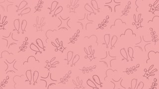 pink doodle pattern background with cute abstract leaves and heart line art Perfect for Valentine's Day spring greeting cards baby shower and modern minimalist graphic designs