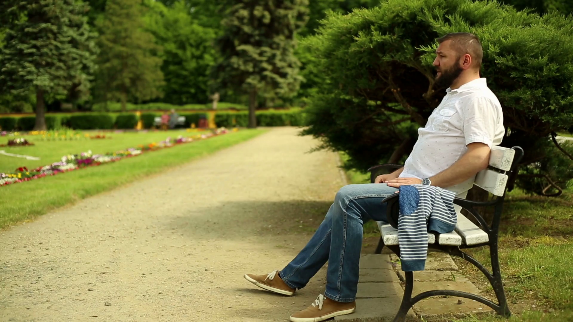Sad Man Sits On Bench At Park Stock Footage SBV310358513 Storyblocks