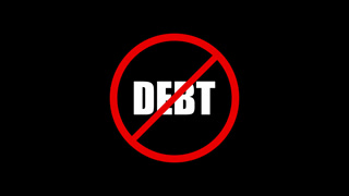 No Debt Financial Freedom Animation Featuring a Red Prohibition Sign for Presentations on Money Management and Savings