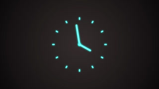 Minimalist Neon Clock Animation with Glowing Blue Hands on a Dark Background, Representing Time Passing, Deadlines, and Urgency