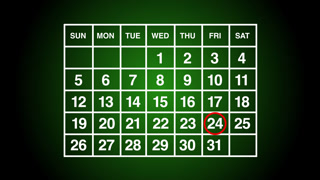 Digital Glowing Green Calendar Interface for Planning, Scheduling Events, and Time Management Animation