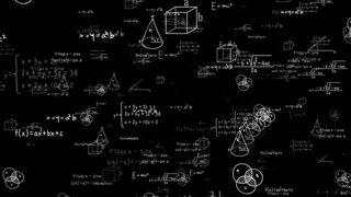 Handwritten Mathematical Equations, Geometric Formulas and Scientific Calculations Creating an Educational Mathematics Background