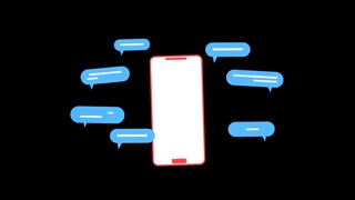 Mobile Chat Blank SMS Screen with Message Bubbles Animation with Alpha Channel