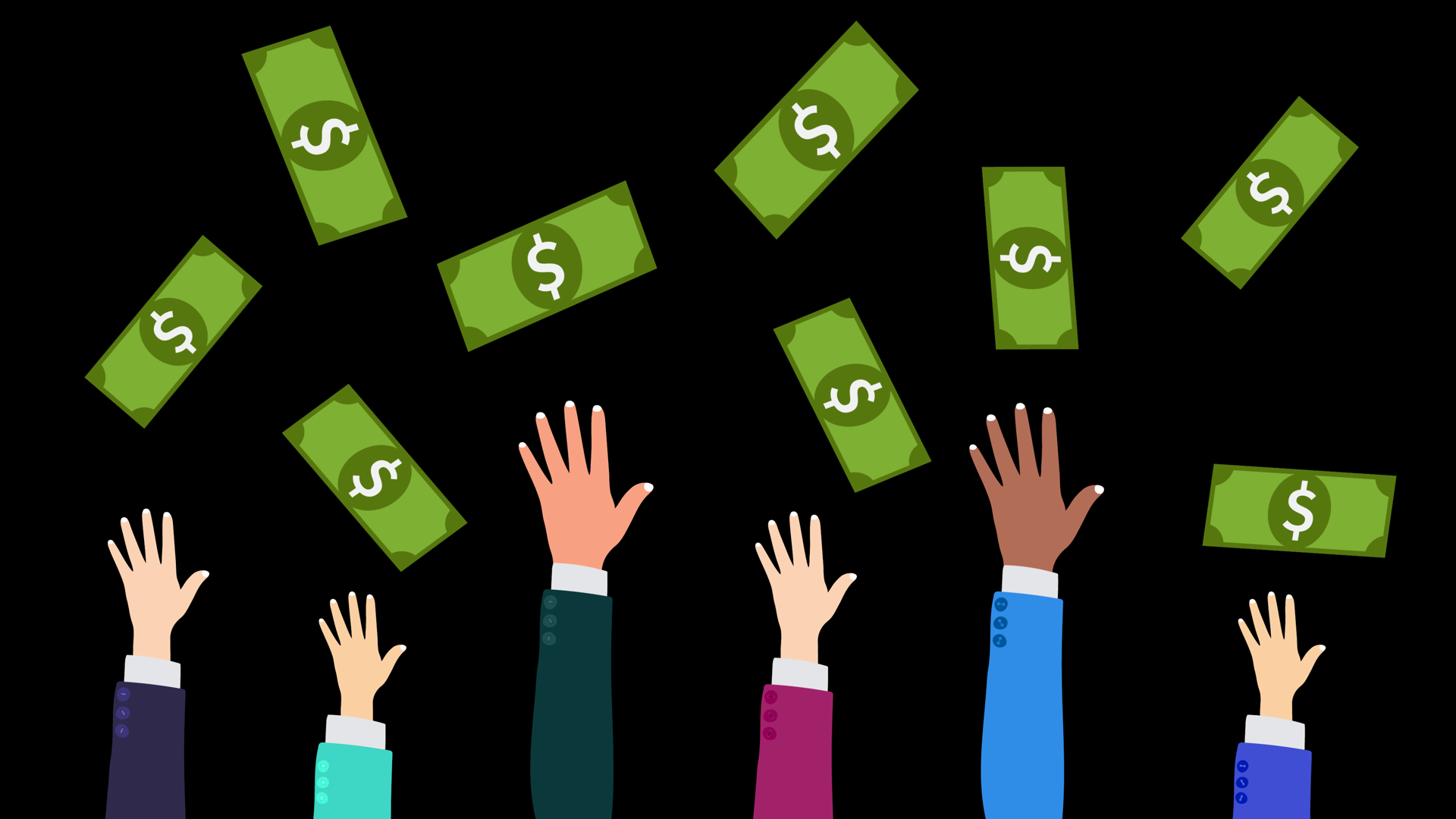 Money Rain Hands Up Animation Loop Financial Stock Footage SBV ...