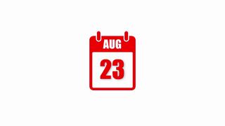 Minimal Red Calendar Date Icon Showing August date increase White Background