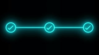 Futuristic Neon Check Mark Timeline Animation with Verification and Approval Concept