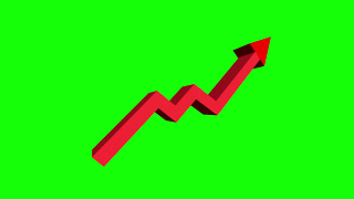 Red Upward Growth Arrow on Green Screen Background Representing Business Success
