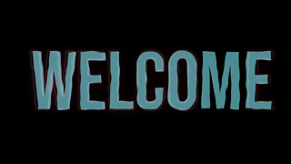 "Welcome" Text Animation Featuring a Red Neon Glow and a Distorted Vintage CRT Screen Glitch, Ideal for Intros and Openers