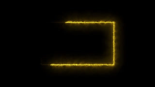 Glowing Yellow Electric Energy Frame Animation Forming a Dynamic Square Border with a Fiery Lightning Effect on Black