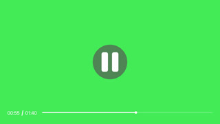 Green Screen Video Player Interface with Timeline and Pause Button Animation
