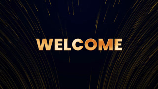 Elegant Golden Welcome Text Animation with Particle Fireworks for Intros and Events
