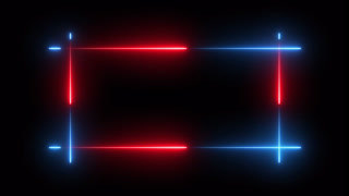 Pulsing Red and Blue Neon Light Frame Animation for a Futuristic or Retro 80s Style Title Background